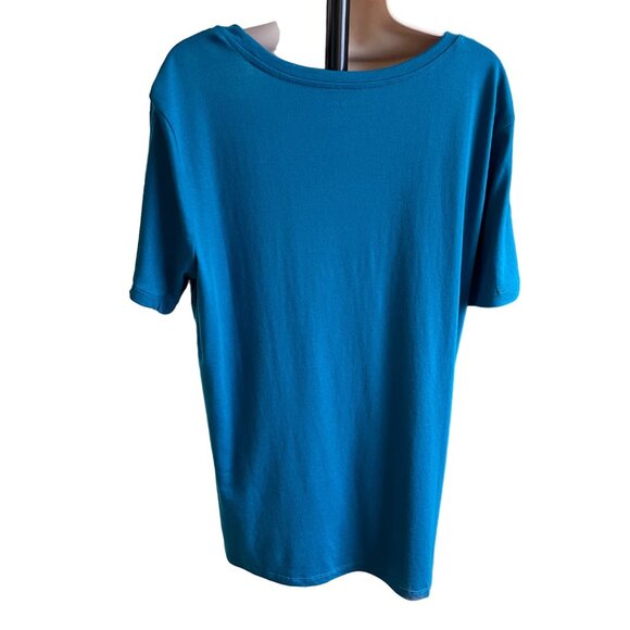 Eddie Bauer Womens Short Sleeve Soft T Shirt Tee Side Slits XL Blue u - Picture 3 of 9